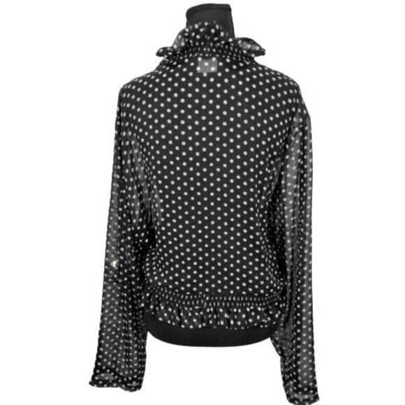 Vtg 90s Sheer Polkadot Blouse XXL 2XL Goth EGL Lolita Twee Ruffle Sweet Mesh - Picture 3 of 6